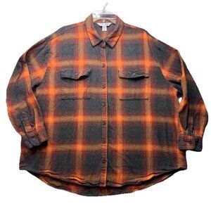 Old Navy Top Women XL Boyfriend Shirt Evermore Plaid Flannel Taylor Swift Cotton